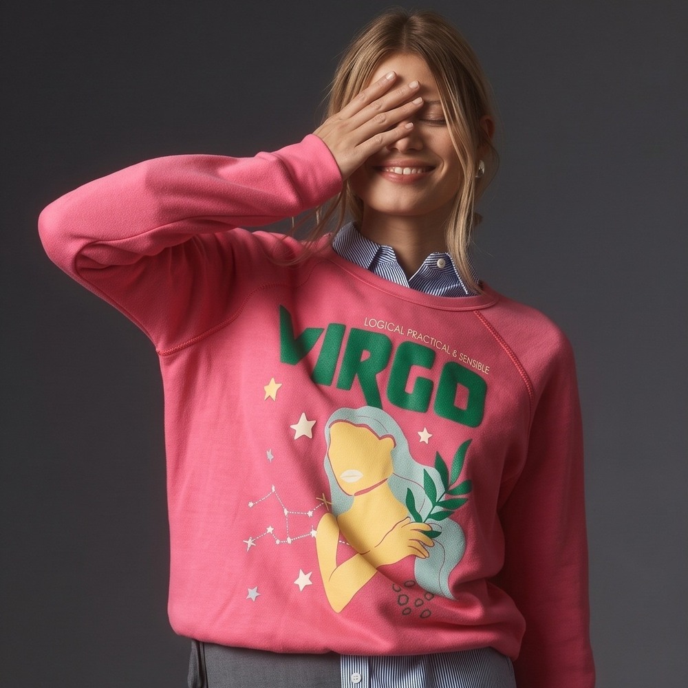 Anthropologie x Midnight Rider Pink Virgo Graphic Sweatshirt - Size XS Excellent